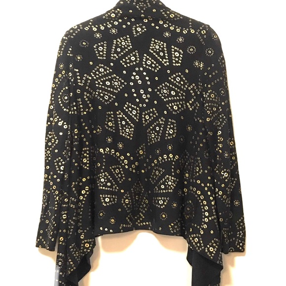 Black Gold Printed Draped Cardigan - NWOT - Picture 2 of 4